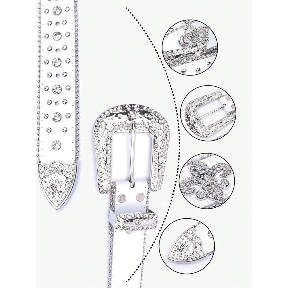 4877 Rhinestone Belt For Men & Women, Western Cowboy Cowgirl With Bling - Picture 6 of 6
